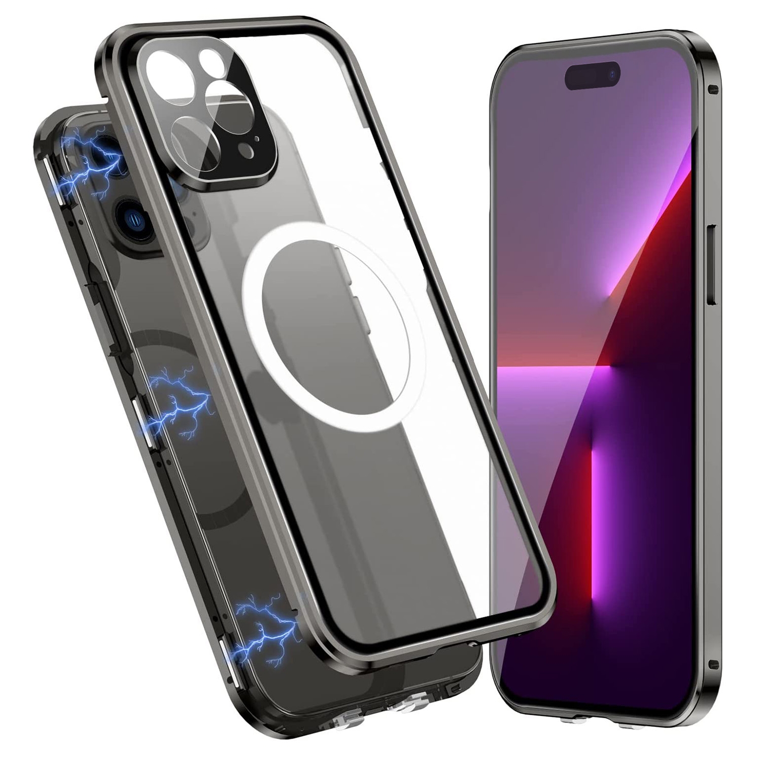 For iPhone 14 Pro 360 Full Body Magnetic Frosted Magsafe Phone Case(Black) For iPhone 14 Pro 360 Full Body Magnetic Frosted Magsafe Phone Case(Black)