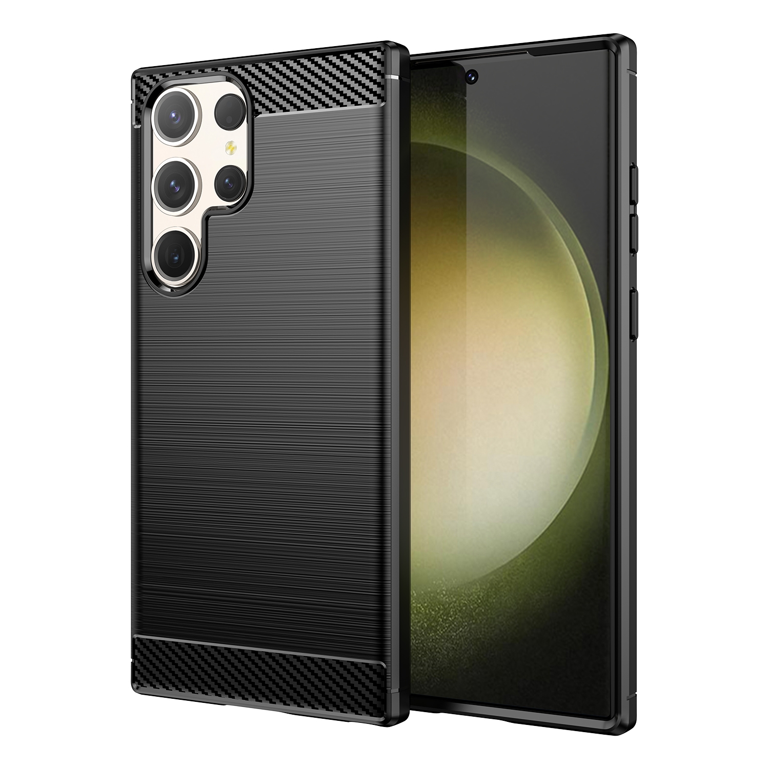 For Samsung Galaxy S23 Ultra 5G Brushed Texture Carbon Fiber TPU Phone Case(Black) For Samsung Galaxy S23 Ultra 5G Brushed Texture Carbon Fiber TPU Phone Case(Black)