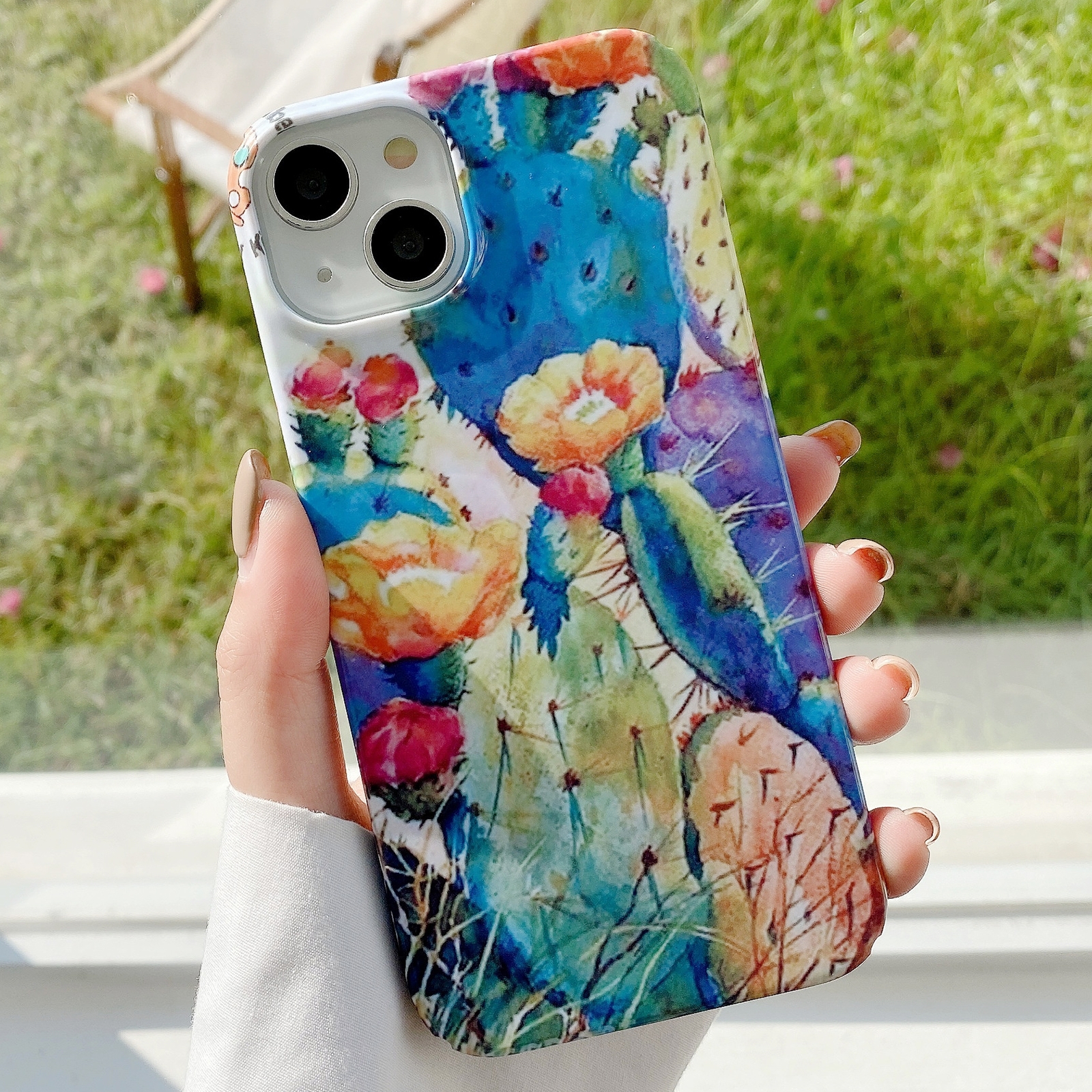 For iPhone 14 Plus Varnishing Water Stick PC Phone Case(Cactus Spines) For iPhone 14 Plus Varnishing Water Stick PC Phone Case(Cactus Spines)