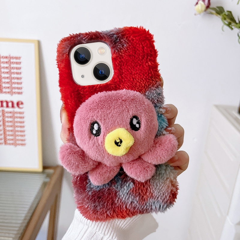 For iPhone 14 Octopus Plush TPU Phone Case(Red) For iPhone 14 Octopus Plush TPU Phone Case(Red)