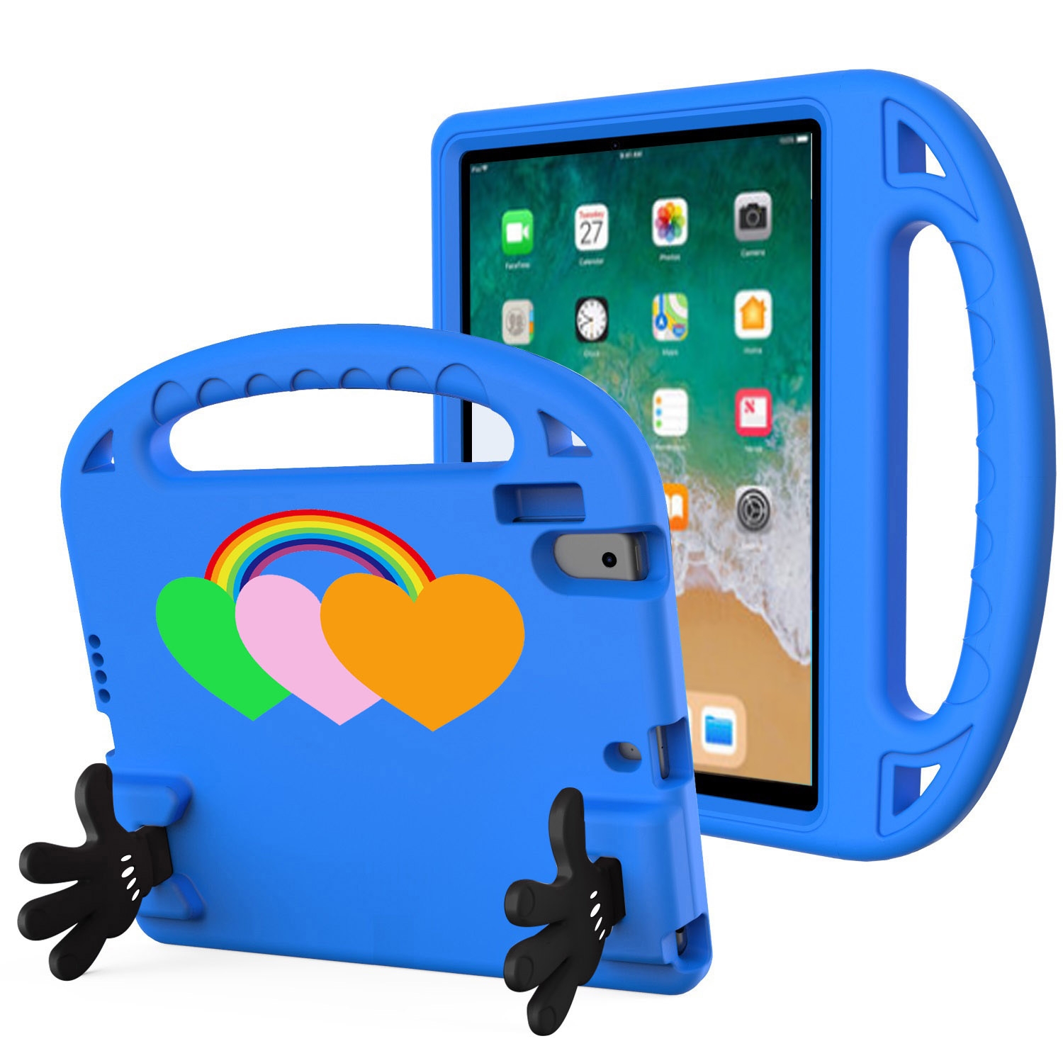 For iPad Air / Air 2 / 9.7 2017 / 9.7 2018 Love Small Palm Holder EVA Tablet Case(Blue) For iPad Air / Air 2 / 9.7 2017 / 9.7 2018 Love Small Palm Holder EVA Tablet Case(Blue)