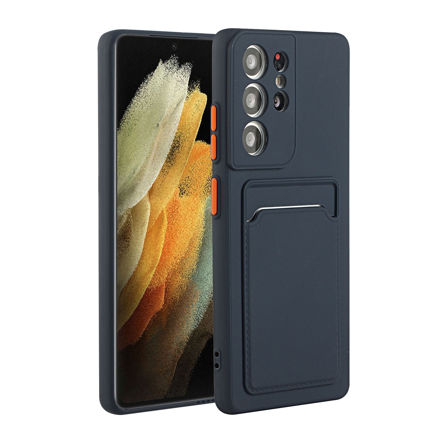 For Samsung Galaxy S22 Ultra 5G Card Slot Design Shockproof TPU Phone Case(Dark Blue) For Samsung Galaxy S22 Ultra 5G Card Slot Design Shockproof TPU Phone Case(Dark Blue)