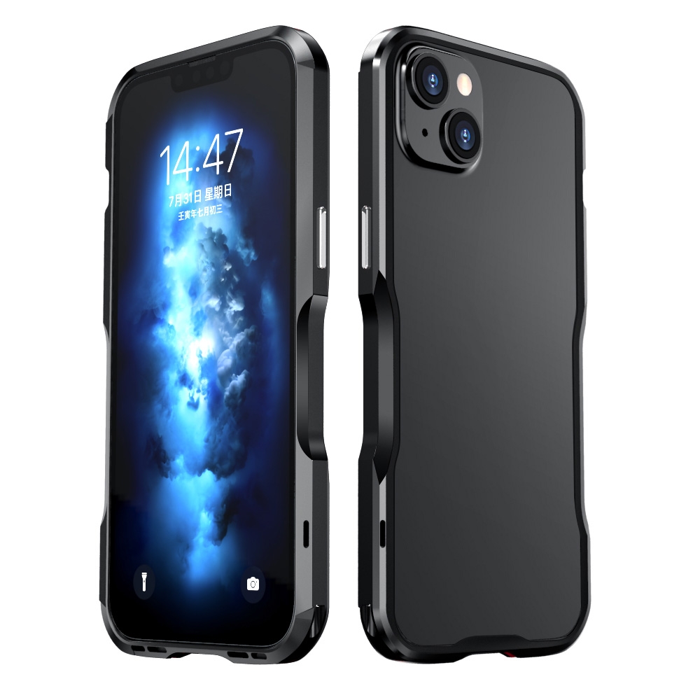 For iPhone 14 Plus Sharp Edge Magnetic Shockproof Metal Frame Phone Case(Black) For iPhone 14 Plus Sharp Edge Magnetic Shockproof Metal Frame Phone Case(Black)