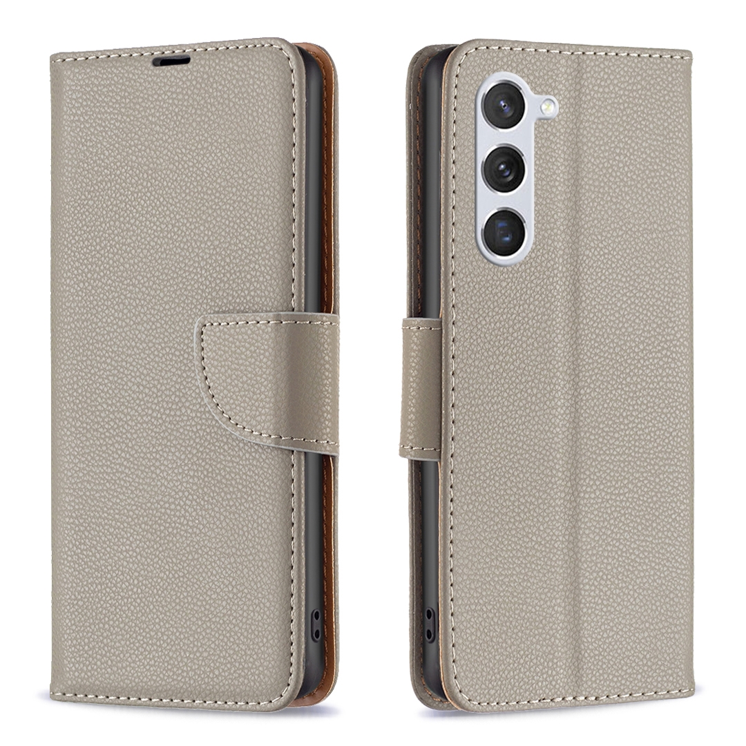 For Samsung Galaxy S23 5G Litchi Texture Pure Color Leather Phone Case(Grey) For Samsung Galaxy S23 5G Litchi Texture Pure Color Leather Phone Case(Grey)