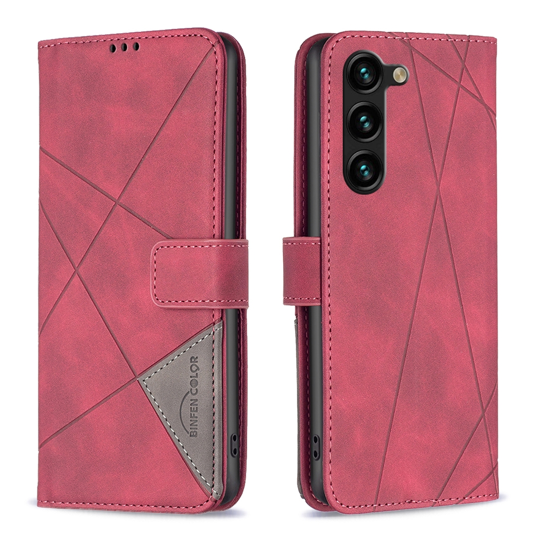 For Samsung Galaxy S23+ 5G Magnetic Buckle Rhombus Texture Leather Phone Case(Red) For Samsung Galaxy S23+ 5G Magnetic Buckle Rhombus Texture Leather Phone Case(Red)