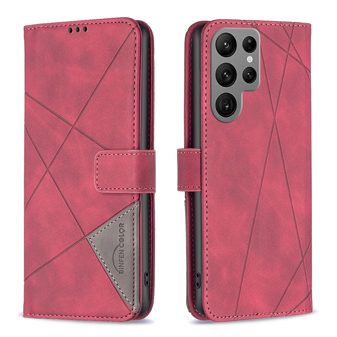 For Samsung Galaxy S23 Ultra 5G Magnetic Buckle Rhombus Texture Leather Phone Case(Red) For Samsung Galaxy S23 Ultra 5G Magnetic Buckle Rhombus Texture Leather Phone Case(Red)