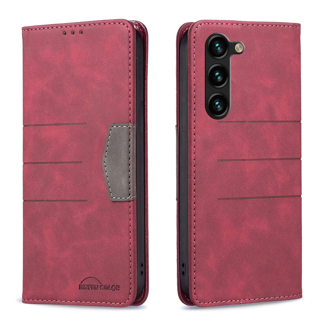 For Samsung Galaxy S23+ 5G BF10 Color Block Magnetic Flip Leather Phone Case(Red) For Samsung Galaxy S23+ 5G BF10 Color Block Magnetic Flip Leather Phone Case(Red)
