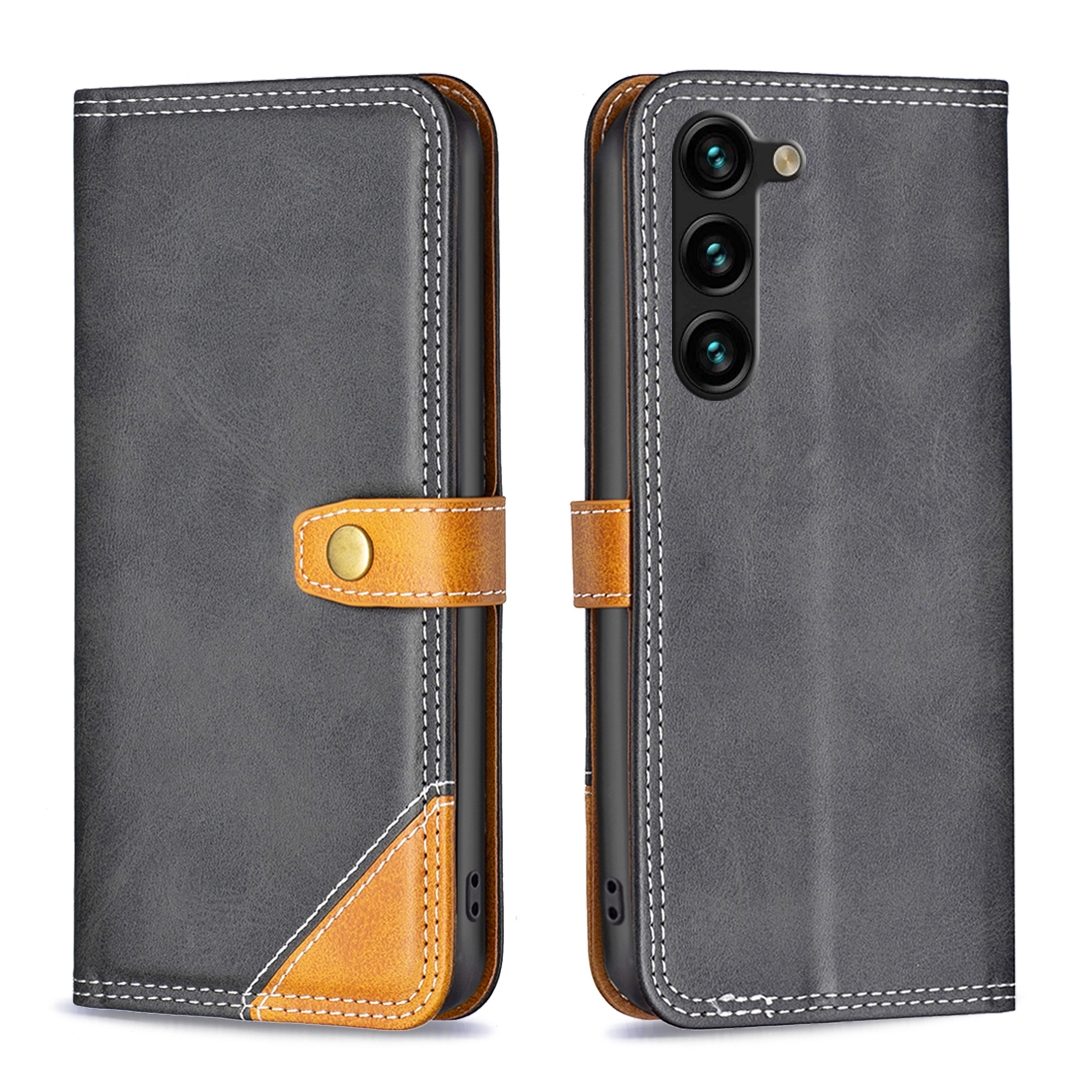 For Samsung Galaxy S23+ 5G Color Matching Double Sewing Thread Leather Phone Case(Black) For Samsung Galaxy S23+ 5G Color Matching Double Sewing Thread Leather Phone Case(Black)