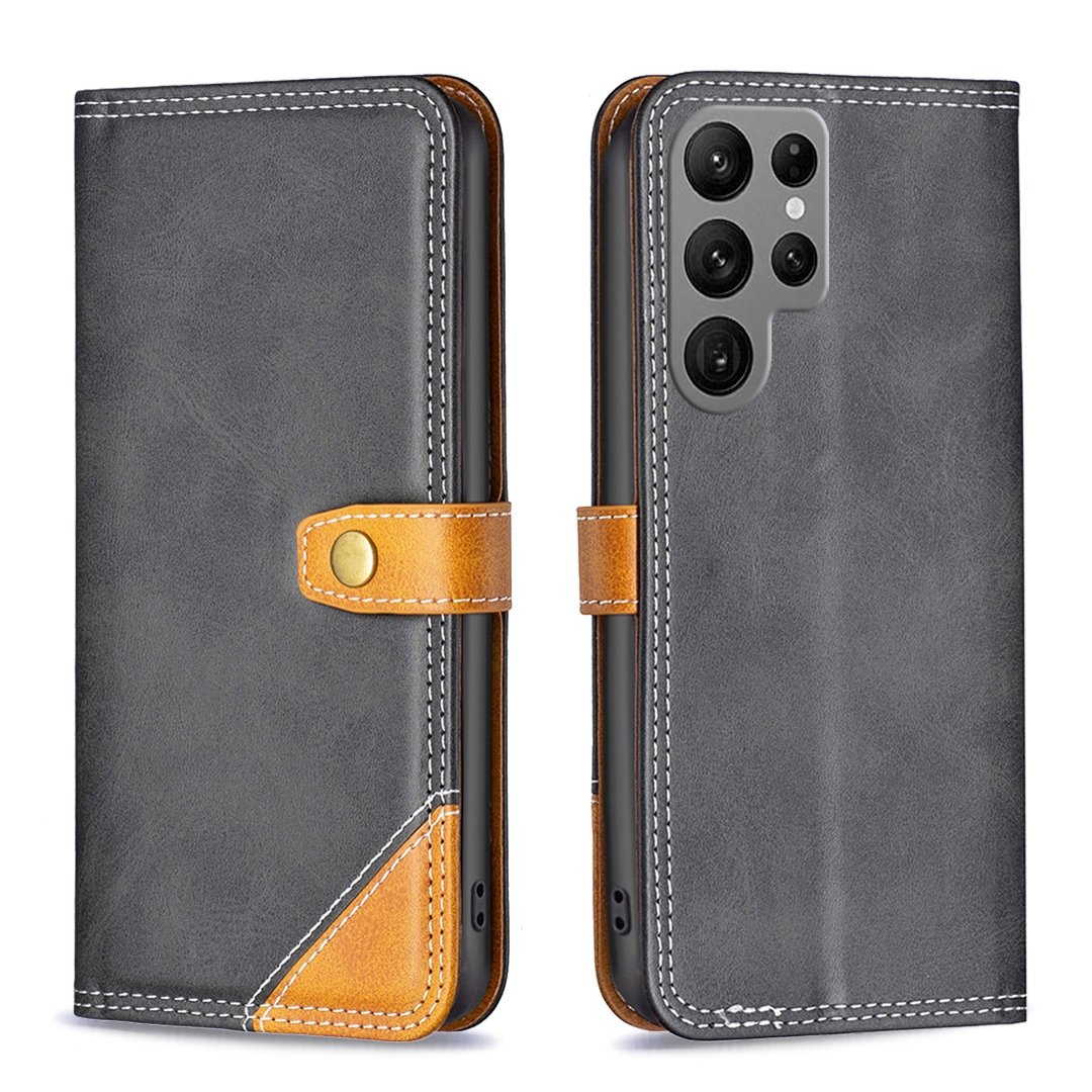 For Samsung Galaxy S23 Ultra 5G Color Matching Double Sewing Thread Leather Phone Case(Black) For Samsung Galaxy S23 Ultra 5G Color Matching Double Sewing Thread Leather Phone Case(Black)
