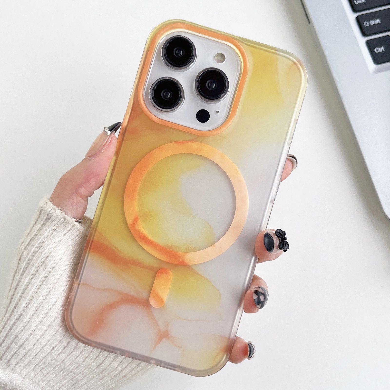 For iPhone 14 Pro Watercolor Magsafe Phone Case(Yellow) For iPhone 14 Pro Watercolor Magsafe Phone Case(Yellow)