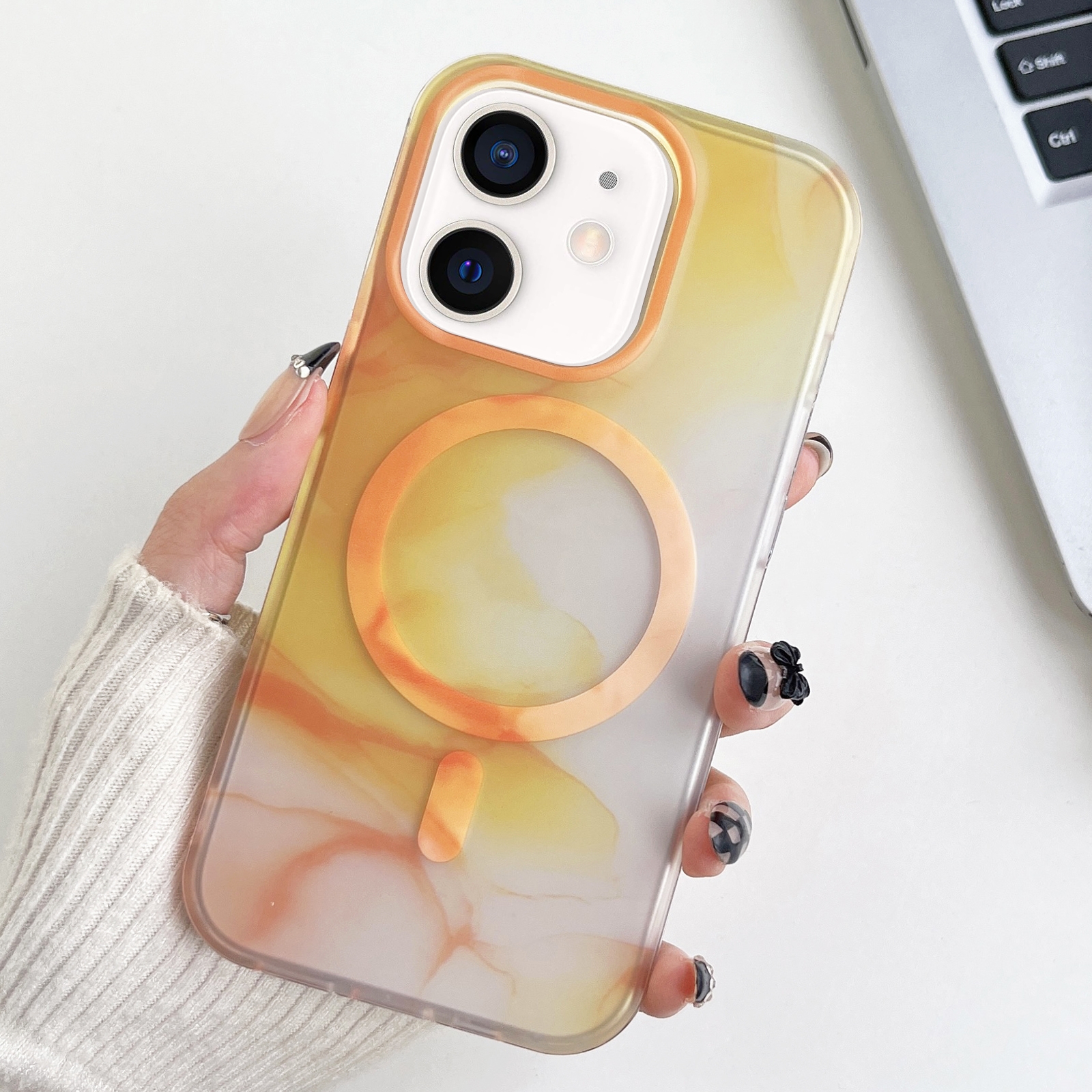 For iPhone 12 Watercolor Magsafe Phone Case(Yellow) For iPhone 12 Watercolor Magsafe Phone Case(Yellow)