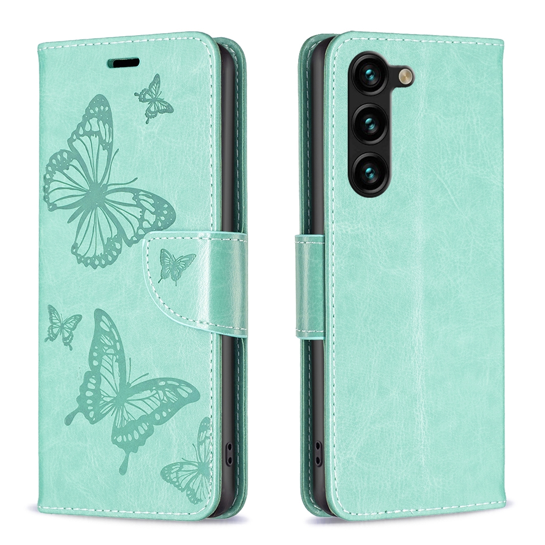 For Samsung Galaxy S23+ 5G Embossing Two Butterflies Pattern Leather Case(Green) For Samsung Galaxy S23+ 5G Embossing Two Butterflies Pattern Leather Case(Green)