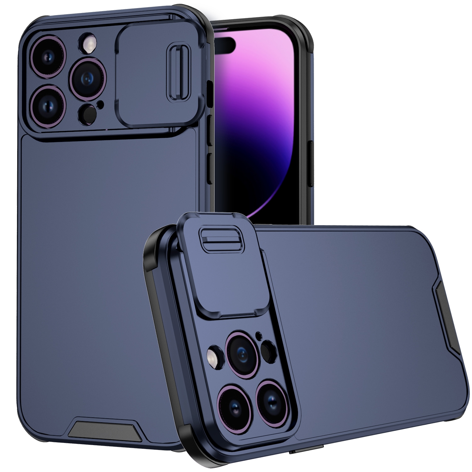 For iPhone 14 Pro Max Sliding Camera Cover Design PC + TPU Phone Case(Blue) For iPhone 14 Pro Max Sliding Camera Cover Design PC + TPU Phone Case(Blue)