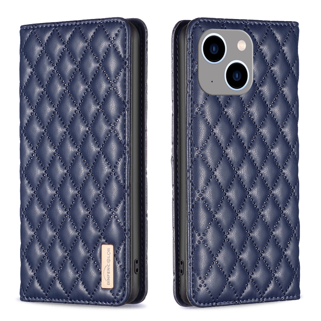 For iPhone 14 Plus Diamond Lattice Magnetic Leather Flip Phone Case(Blue) For iPhone 14 Plus Diamond Lattice Magnetic Leather Flip Phone Case(Blue)