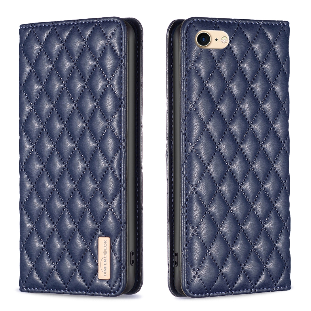 For iPhone SE 2022 / SE 2020 / 8 / 7 Diamond Lattice Magnetic Leather Flip Phone Case(Blue) For iPhone SE 2022 / SE 2020 / 8 / 7 Diamond Lattice Magnetic Leather Flip Phone Case(Blue)