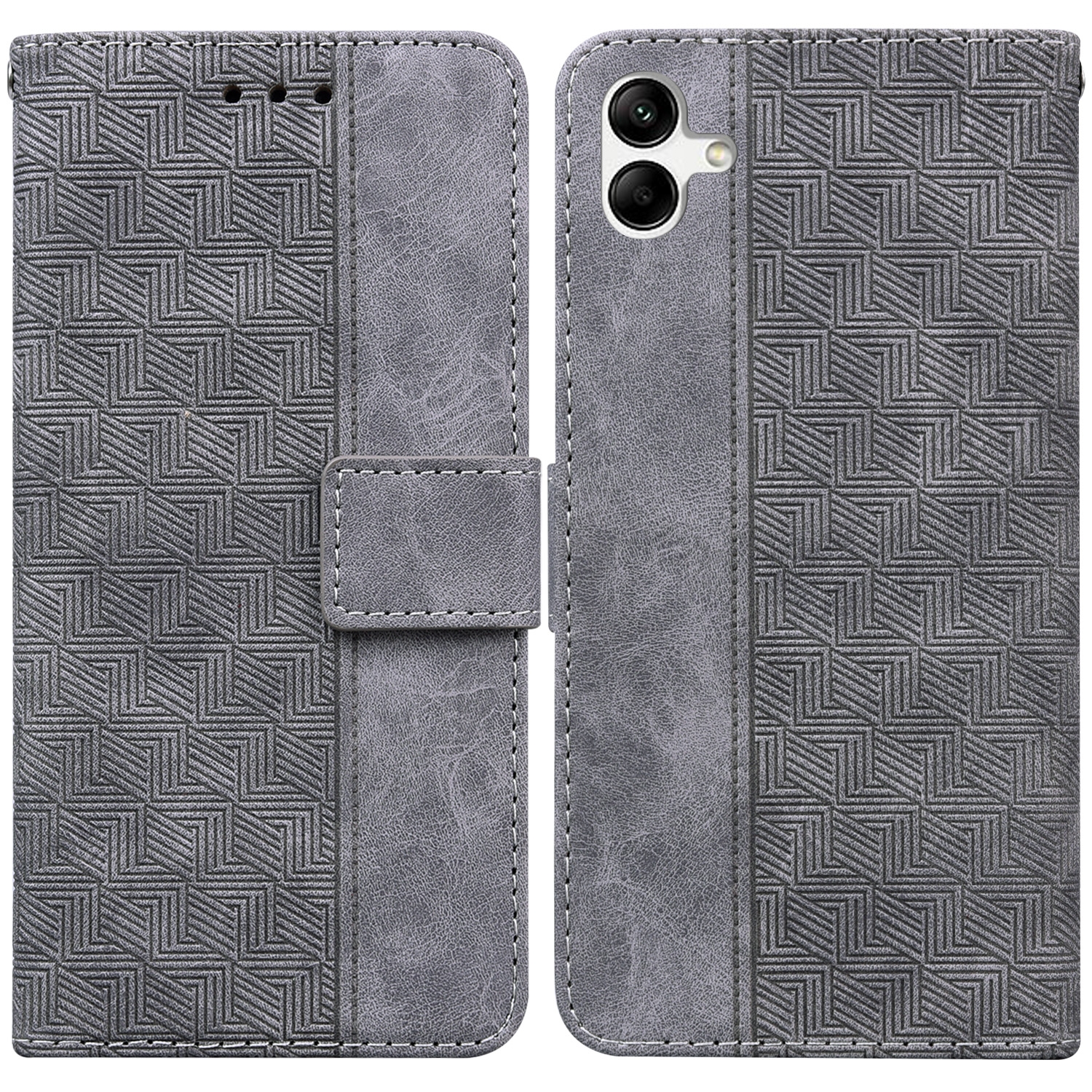 For Samsung Galaxy A04/M13 5G Geometric Embossed Flip Leather Phone Case(Grey) For Samsung Galaxy A04/M13 5G Geometric Embossed Flip Leather Phone Case(Grey)