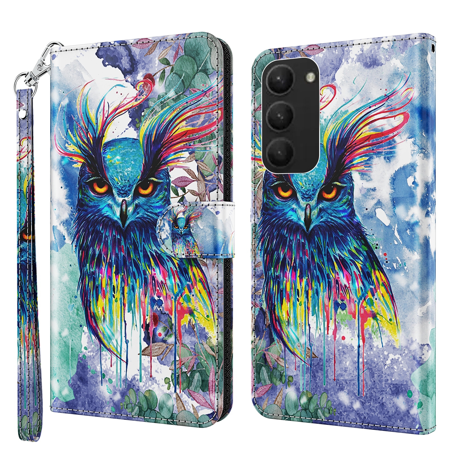 For Samsung Galaxy S23+ 5G 3D Painting Pattern TPU + PU Phone Case(Watercolor Owl) For Samsung Galaxy S23+ 5G 3D Painting Pattern TPU + PU Phone Case(Watercolor Owl)