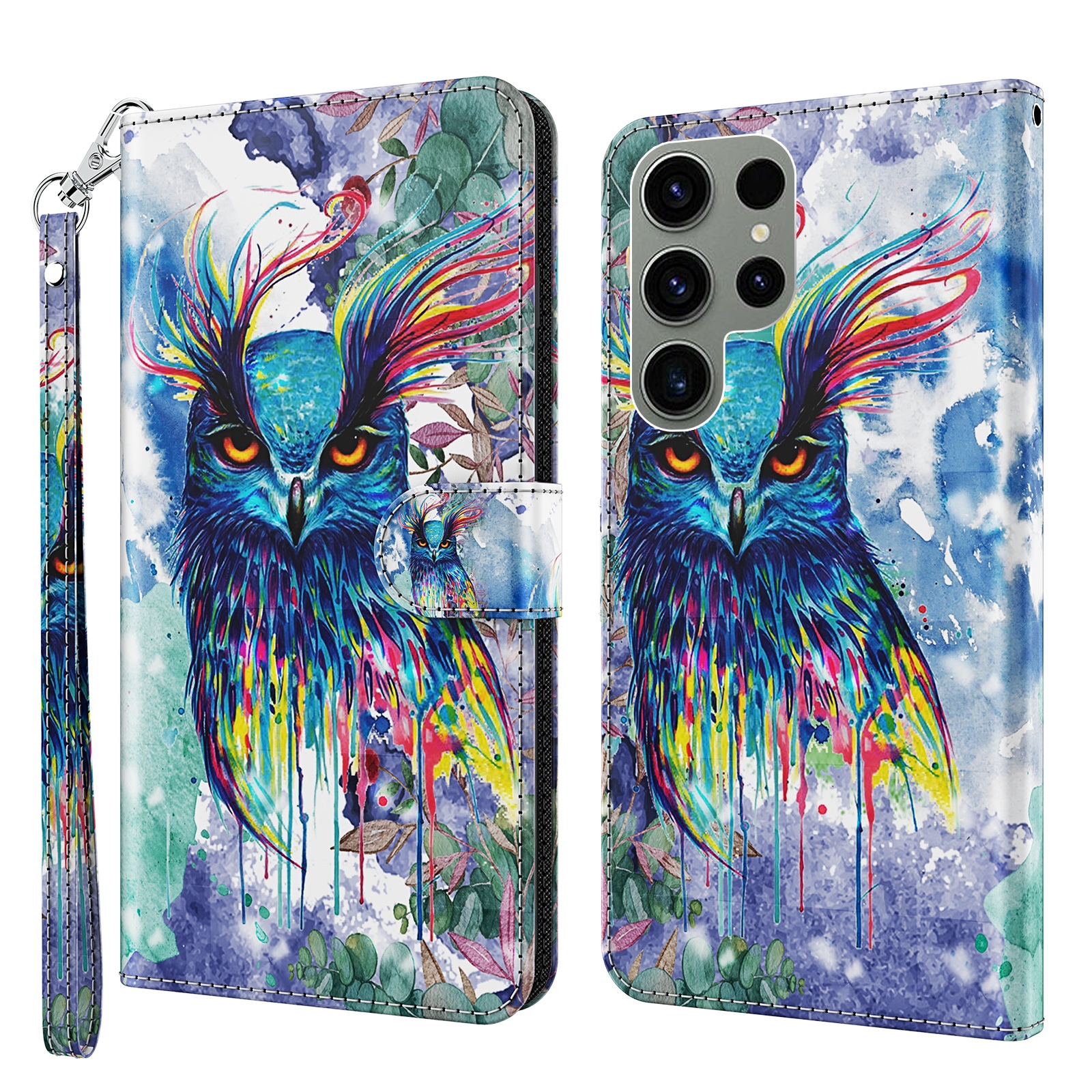 For Samsung Galaxy S23 ultra 5G 3D Painting Pattern TPU + PU Phone Case(Watercolor Owl) For Samsung Galaxy S23 ultra 5G 3D Painting Pattern TPU + PU Phone Case(Watercolor Owl)