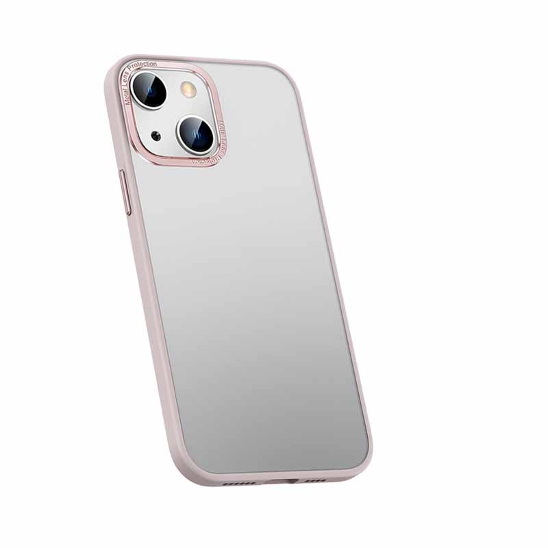 For iPhone 14 Metal Lens Skin Feel Frosted Phone Case(Pink) For iPhone 14 Metal Lens Skin Feel Frosted Phone Case(Pink)