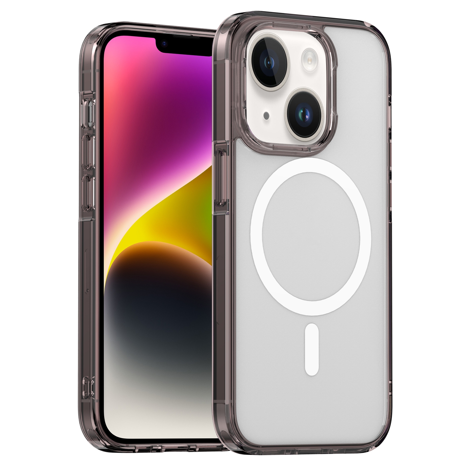 For iPhone 14 Plus Aurora Series MagSafe Phone Case(Transparent Black) For iPhone 14 Plus Aurora Series MagSafe Phone Case(Transparent Black)