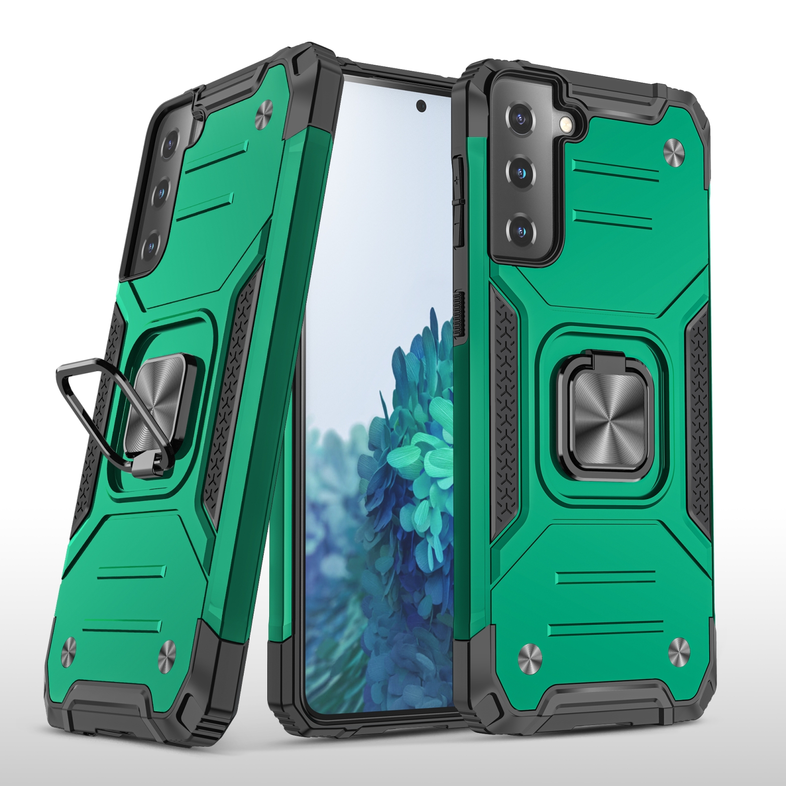 For Samsung Galaxy S23 5G Magnetic Armor TPU + PC Holder Phone Case(Dark Green) For Samsung Galaxy S23 5G Magnetic Armor TPU + PC Holder Phone Case(Dark Green)