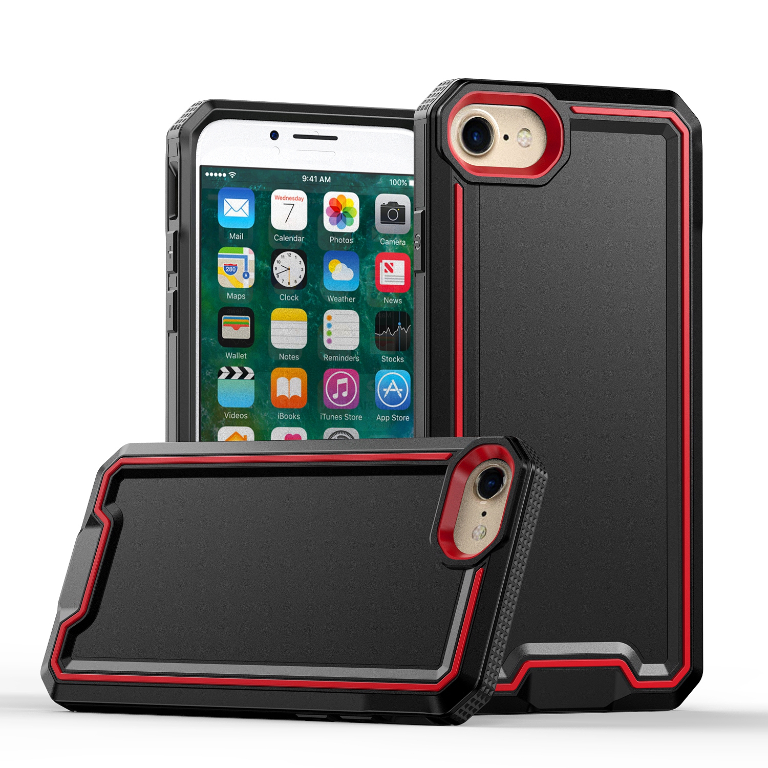 For iPhone SE 2022 / SE 2020 / 8 / 7 Armour Two-color TPU + PC Phone Case(Black+Red) For iPhone SE 2022 / SE 2020 / 8 / 7 Armour Two-color TPU + PC Phone Case(Black+Red)