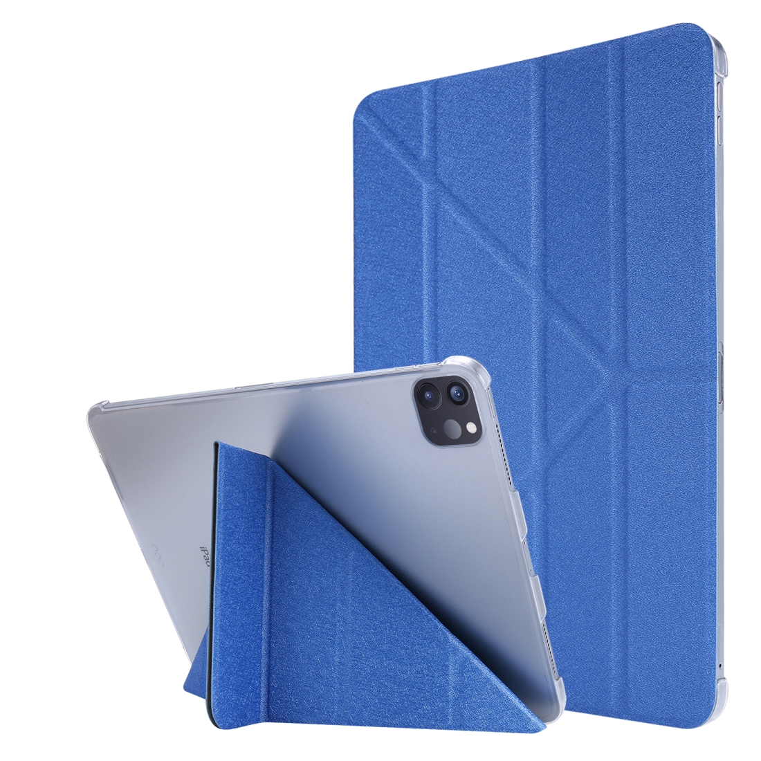 For iPad Air 13 2024 / Pro 12.9 2020 Silk Texture Horizontal Deformation Flip Leather Tablet Case with Three-folding Holder(Blue) For iPad Air 13 2024 / Pro 12.9 2020 Silk Texture Horizontal Deformation Flip Leather Tablet Case with Three-folding Holder(Blue)