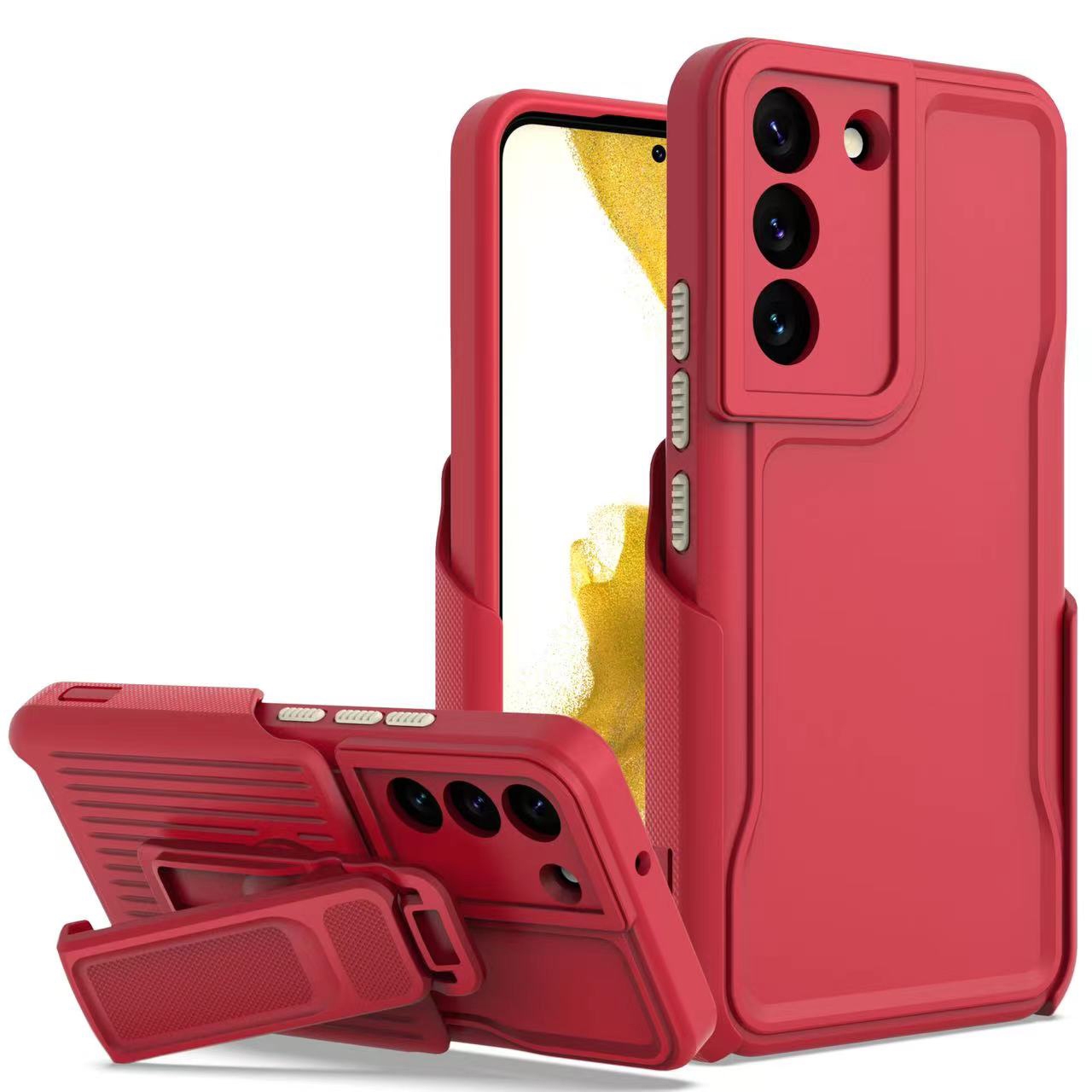 For Samsung Galaxy S23 Ultra 5G Explorer Series Back Clip Holder PC Phone Case(Red) For Samsung Galaxy S23 Ultra 5G Explorer Series Back Clip Holder PC Phone Case(Red)