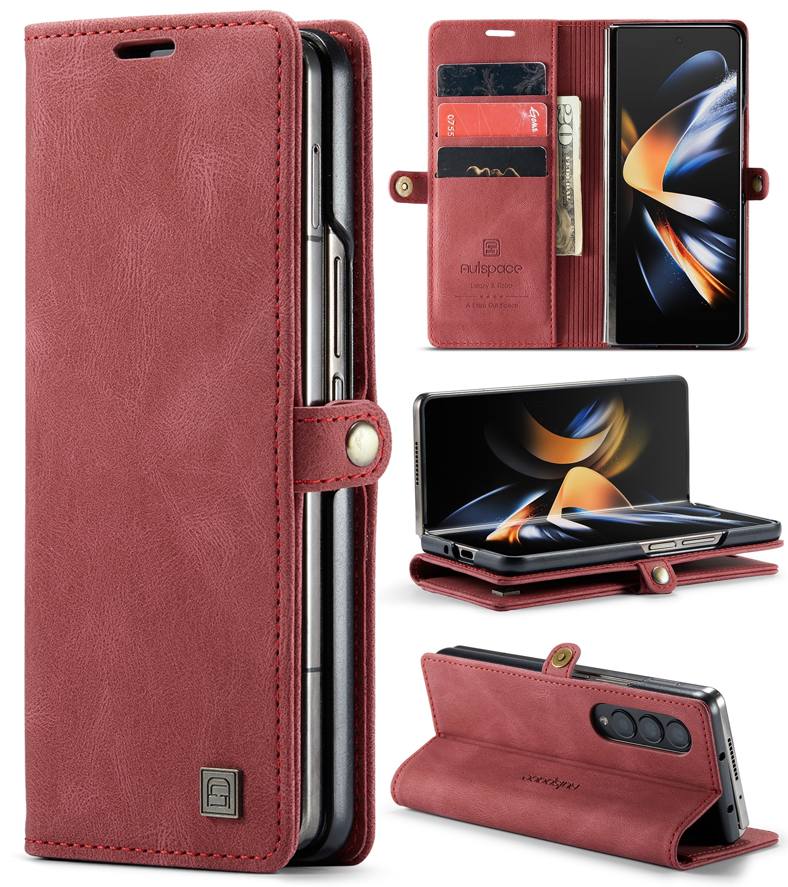 For Samsung Galaxy Z Fold4 AutSpace A01 Retro Skin-feel Crazy Horse RFID Leather Phone Case(Wine Red) For Samsung Galaxy Z Fold4 AutSpace A01 Retro Skin-feel Crazy Horse RFID Leather Phone Case(Wine Red)