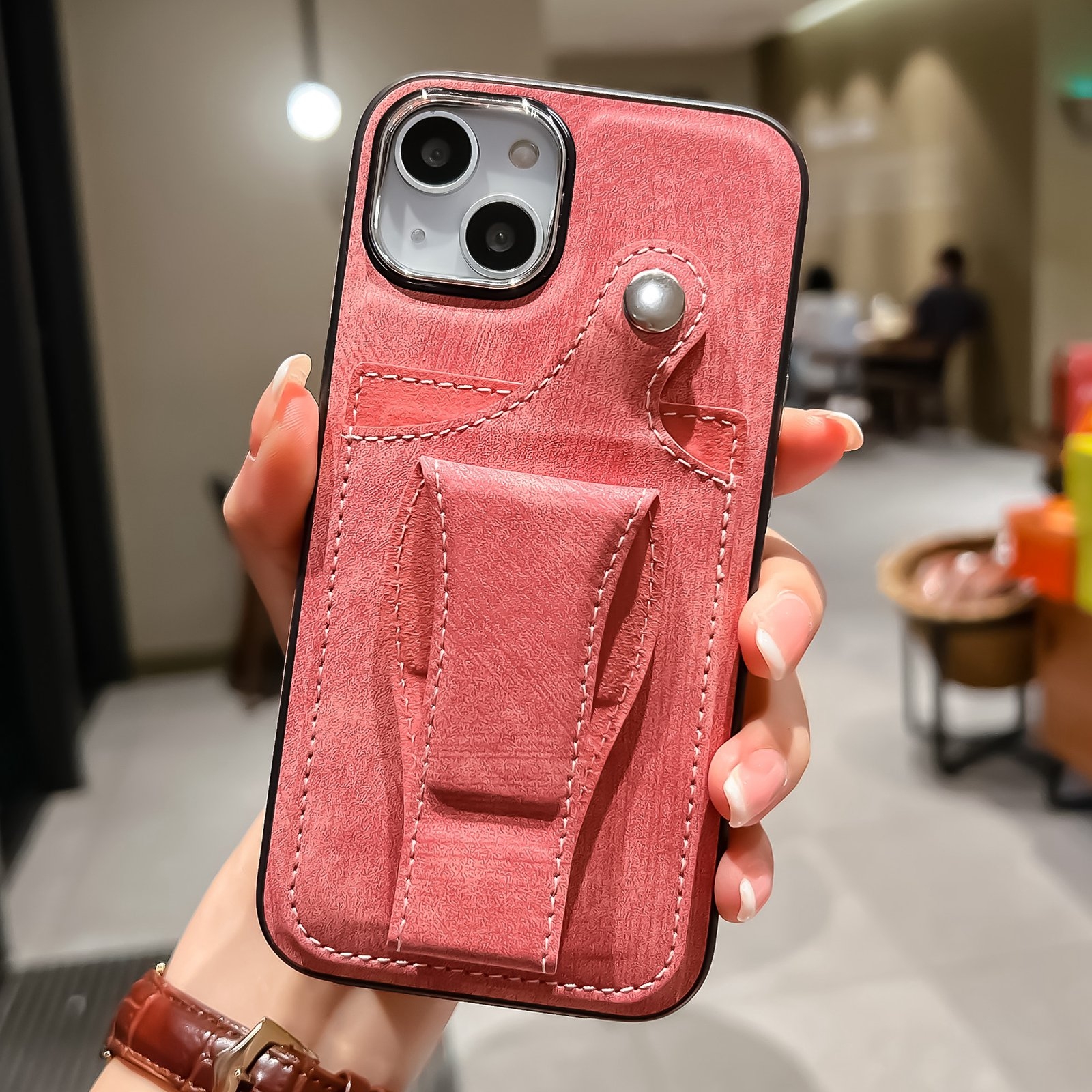 For iPhone 14 Plus Side Leather Rotation Card Holder Phone Case(Pink) For iPhone 14 Plus Side Leather Rotation Card Holder Phone Case(Pink)