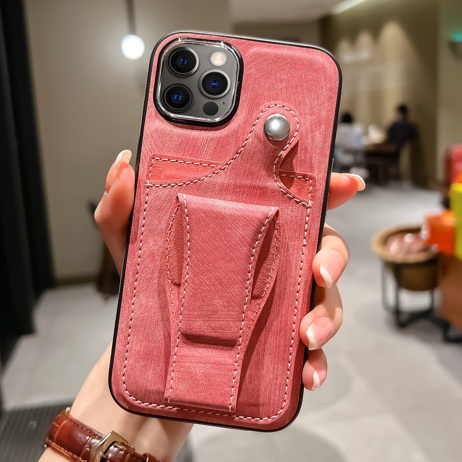 For iPhone 12 Pro Max Side Leather Rotation Card Holder Phone Case(Pink) For iPhone 12 Pro Max Side Leather Rotation Card Holder Phone Case(Pink)