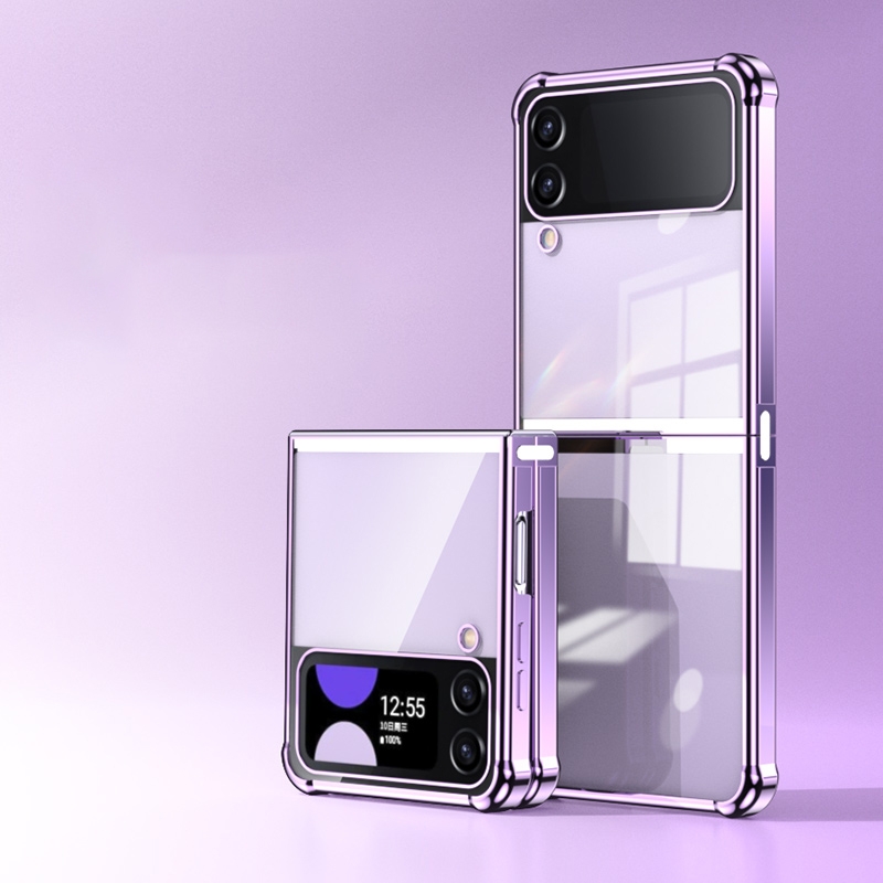 For Samsung Galaxy Z Flip4 Electroplating Airbag Shockproof Folding Phone Case(Purple) For Samsung Galaxy Z Flip4 Electroplating Airbag Shockproof Folding Phone Case(Purple)
