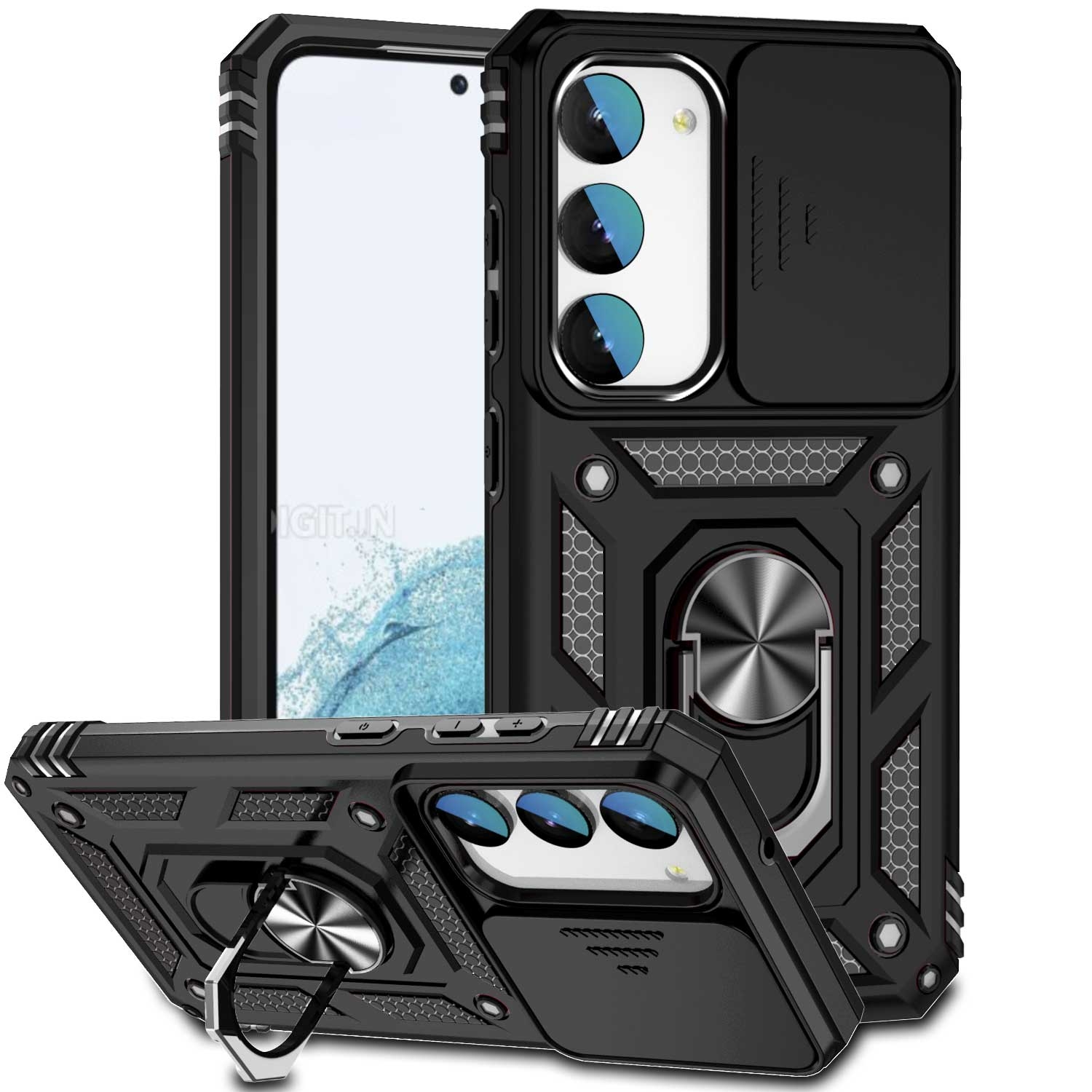 For Samsung Galaxy S23+ 5G Sliding Camshield Holder Phone Case(Black)