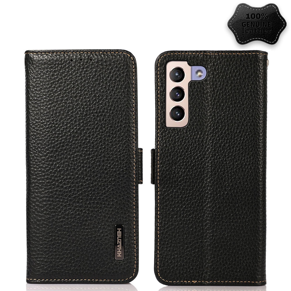 For Samsung Galaxy S23+ 5G KHAZNEH Side-Magnetic Litchi Genuine Leather RFID Phone Case(Black) For Samsung Galaxy S23+ 5G KHAZNEH Side-Magnetic Litchi Genuine Leather RFID Phone Case(Black)