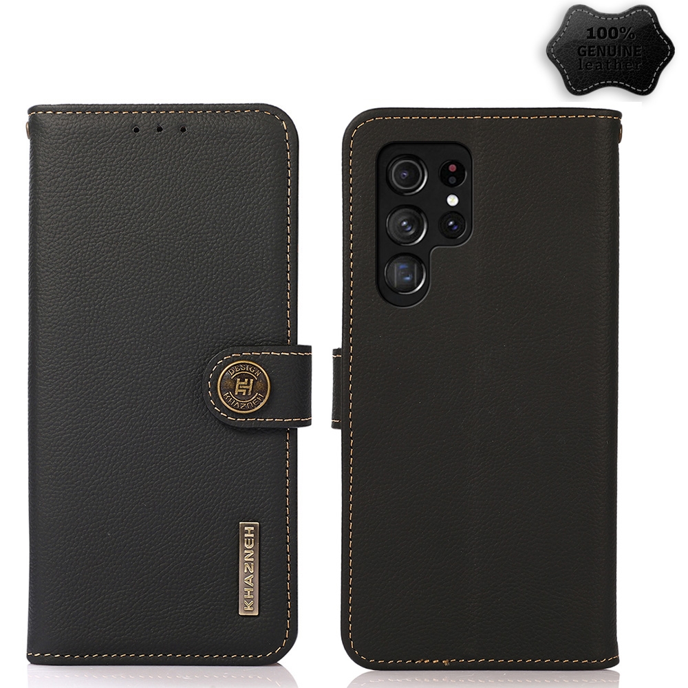 For Samsung Galaxy S23 Ultra 5G KHAZNEH Custer Genuine Leather RFID Phone Case(Black) For Samsung Galaxy S23 Ultra 5G KHAZNEH Custer Genuine Leather RFID Phone Case(Black)
