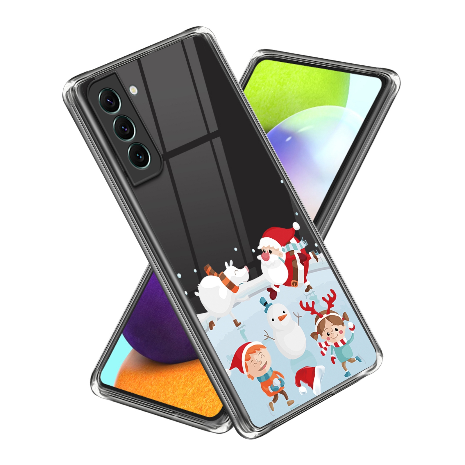 For Samsung Galaxy S22 5G Christmas Patterned Clear TPU Phone Cover Case(Fun Skating Rink) For Samsung Galaxy S22 5G Christmas Patterned Clear TPU Phone Cover Case(Fun Skating Rink)