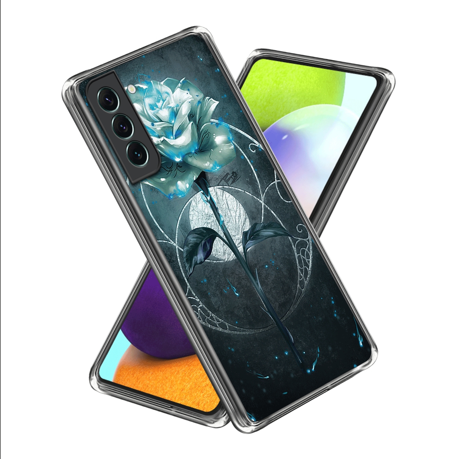 For Samsung Galaxy S23+ 5G Colored Drawing Clear TPU Phone Protective Case(Transparent Blue Flower) For Samsung Galaxy S23+ 5G Colored Drawing Clear TPU Phone Protective Case(Transparent Blue Flower)