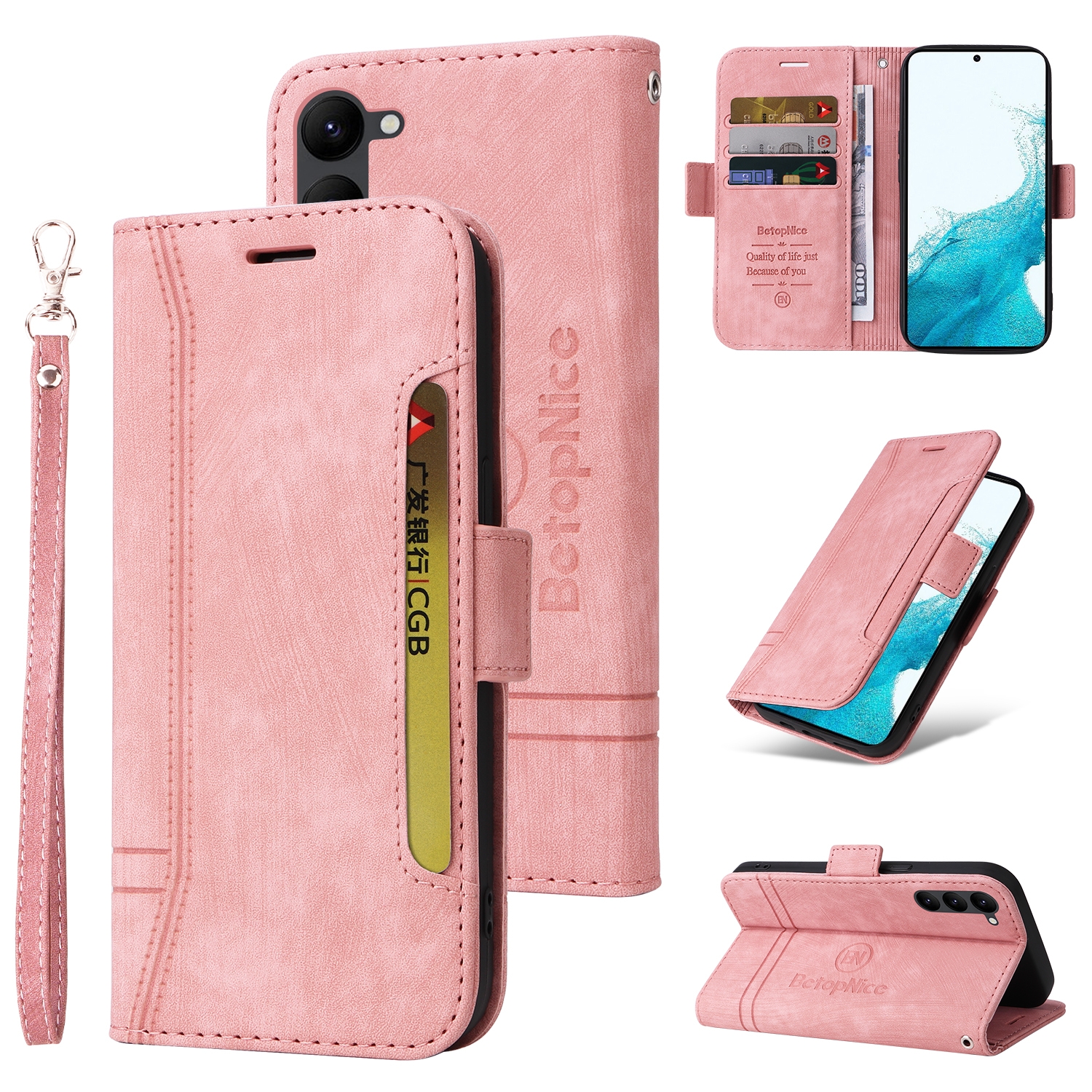 For Samsung Galaxy S23+ 5G BETOPNICE Dual-side Buckle Leather Phone Case(Pink) For Samsung Galaxy S23+ 5G BETOPNICE Dual-side Buckle Leather Phone Case(Pink)