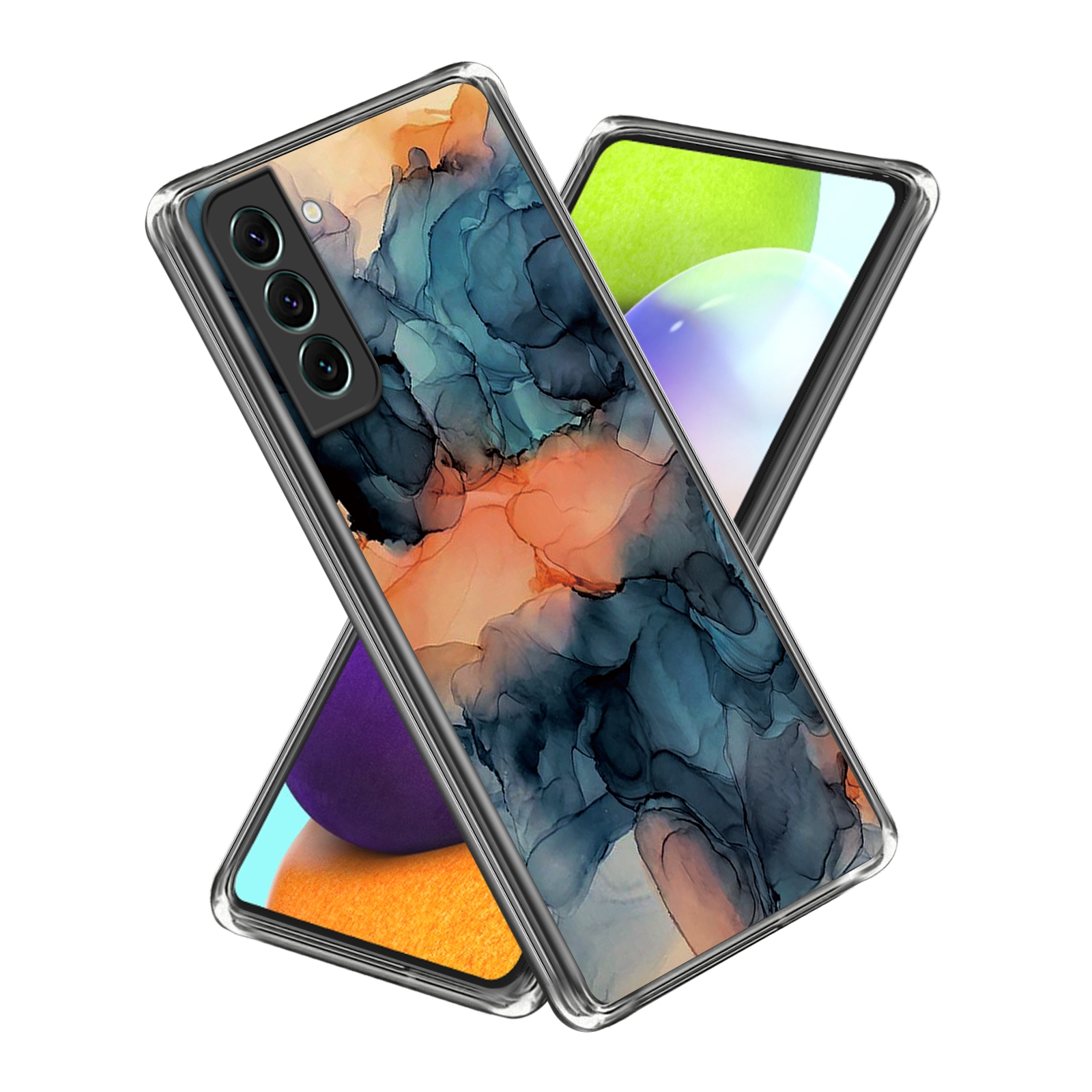 For Samsung Galaxy S23+ 5G Colored Drawing Clear TPU Phone Protective Case(Watercolor Blue Orange) For Samsung Galaxy S23+ 5G Colored Drawing Clear TPU Phone Protective Case(Watercolor Blue Orange)