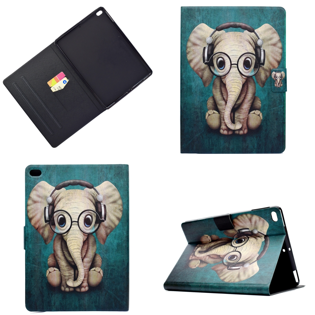 Electric Pressed Left Right Flat Feather Case with Sleep Function Pen Cover & Card Slot & Holder(Elephant) Electric Pressed Left Right Flat Feather Case with Sleep Function Pen Cover & Card Slot & Holder(Elephant)