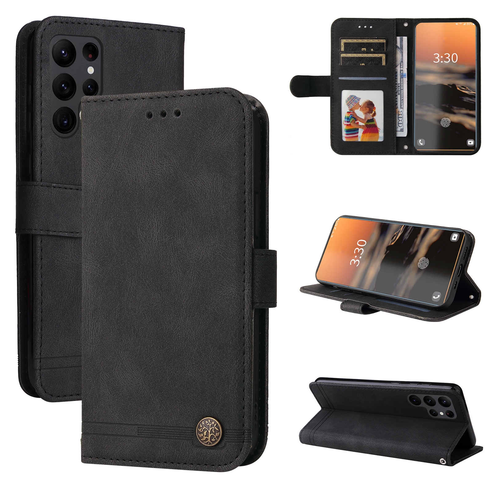 For Samsung Galaxy S23 Ultra 5G Skin Feel Life Tree Metal Button Leather Phone Case(Black) For Samsung Galaxy S23 Ultra 5G Skin Feel Life Tree Metal Button Leather Phone Case(Black)