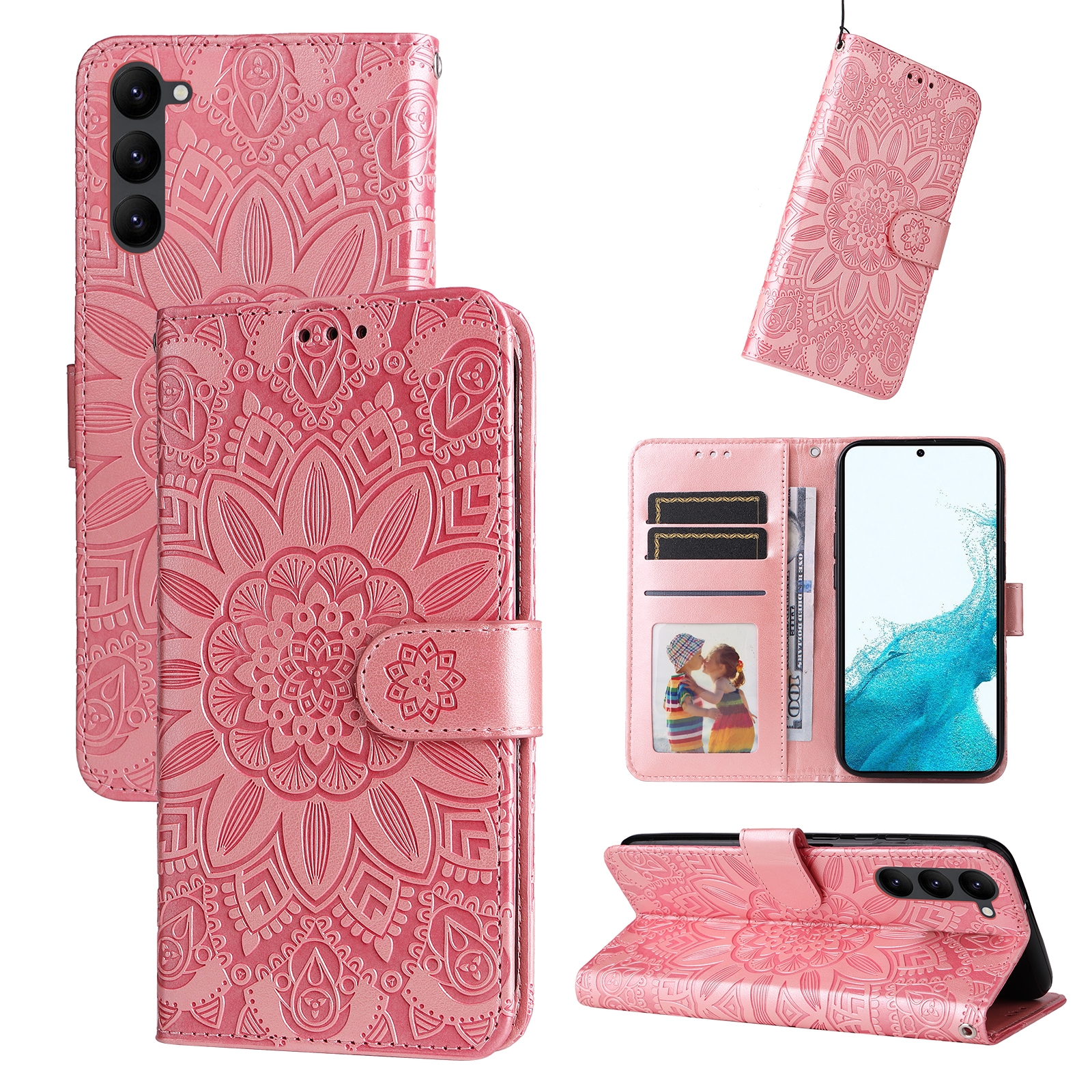 For Samsung Galaxy S23+ 5G Embossed Sunflower Leather Phone Case(Pink) For Samsung Galaxy S23+ 5G Embossed Sunflower Leather Phone Case(Pink)