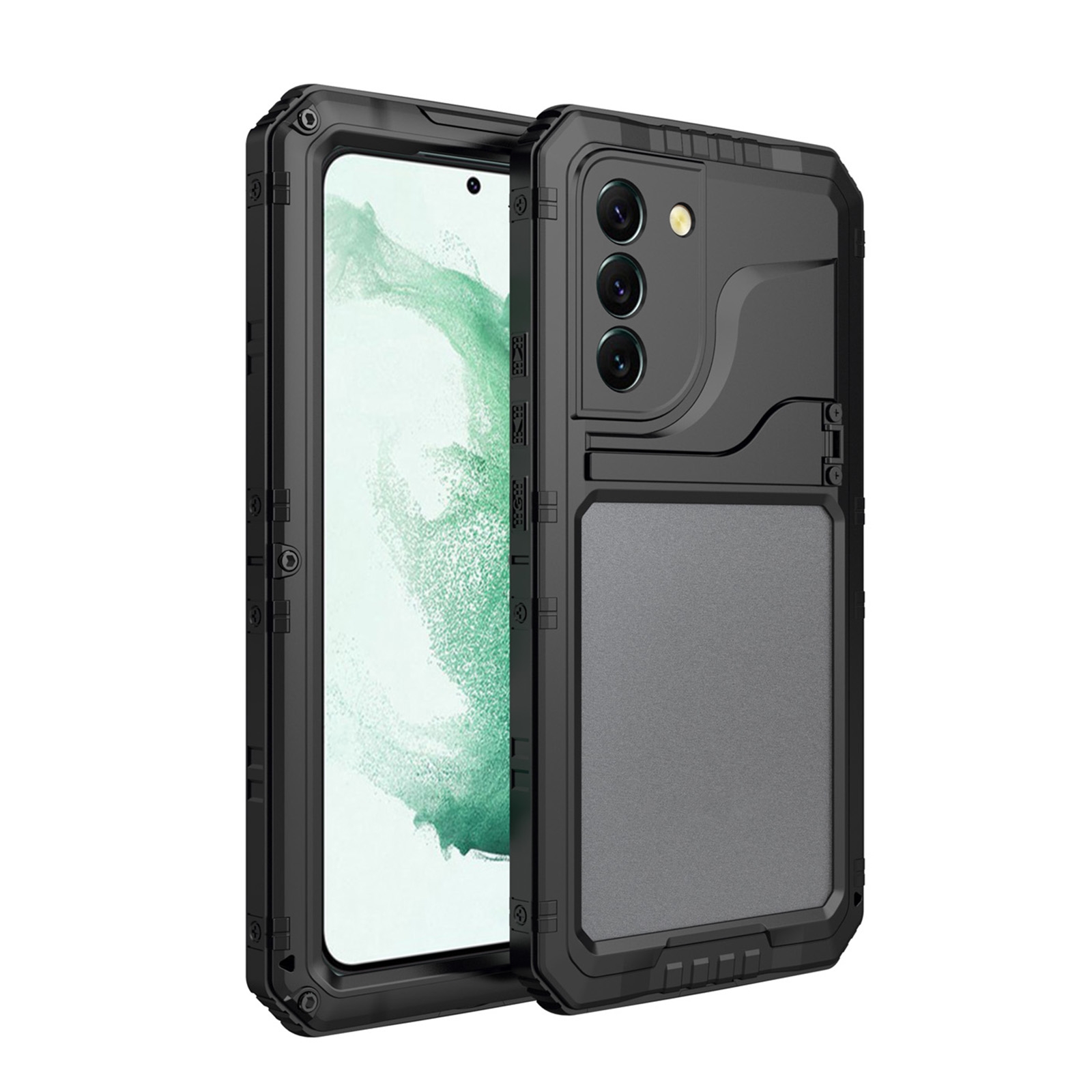 For Samsung Galaxy S22+ 5G Metal + Silicone Phone Case with Screen Protector(Black) For Samsung Galaxy S22+ 5G Metal + Silicone Phone Case with Screen Protector(Black)