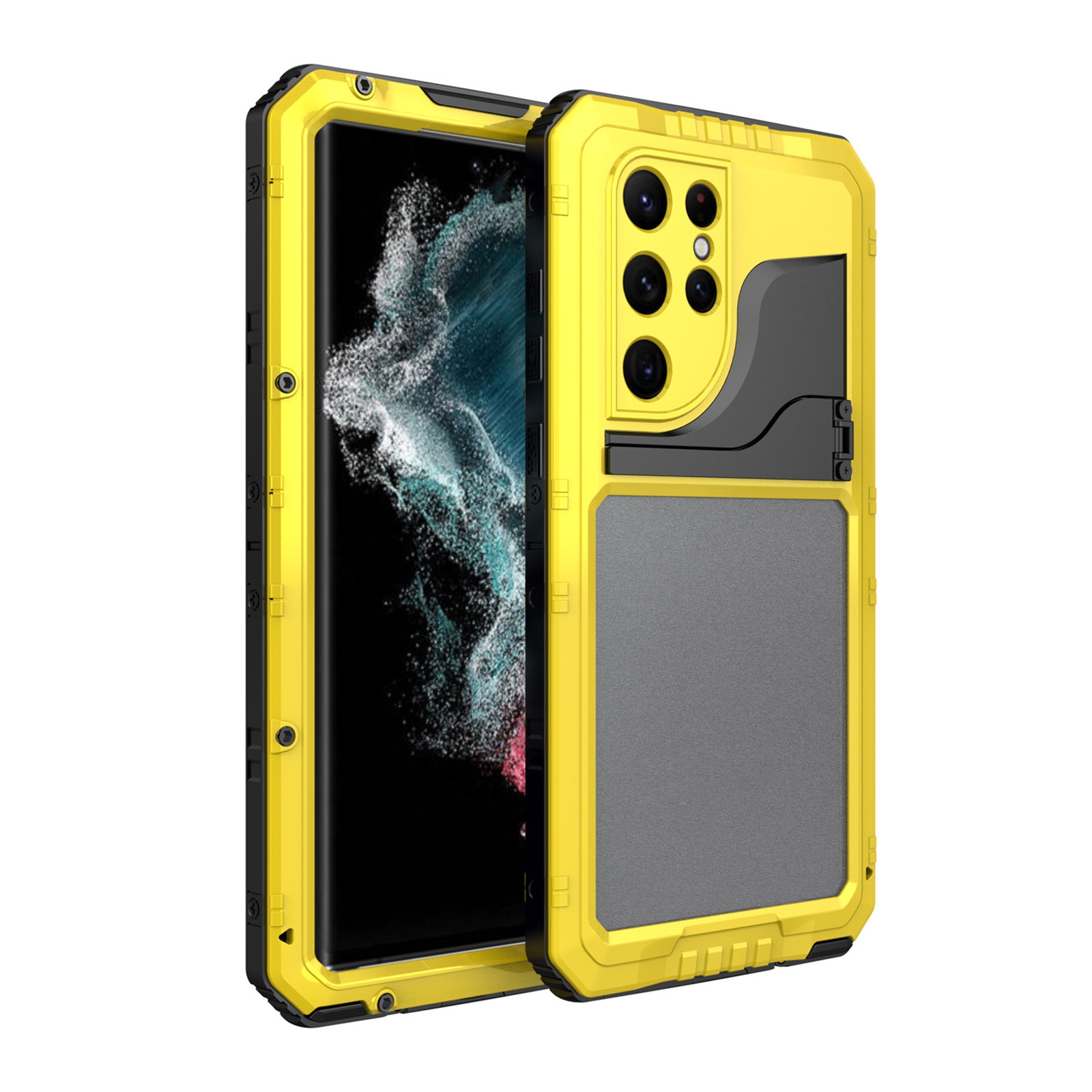 For Samsung Galaxy S22 Ultra 5G Metal + Silicone Phone Case with Screen Protector(Yellow) For Samsung Galaxy S22 Ultra 5G Metal + Silicone Phone Case with Screen Protector(Yellow)