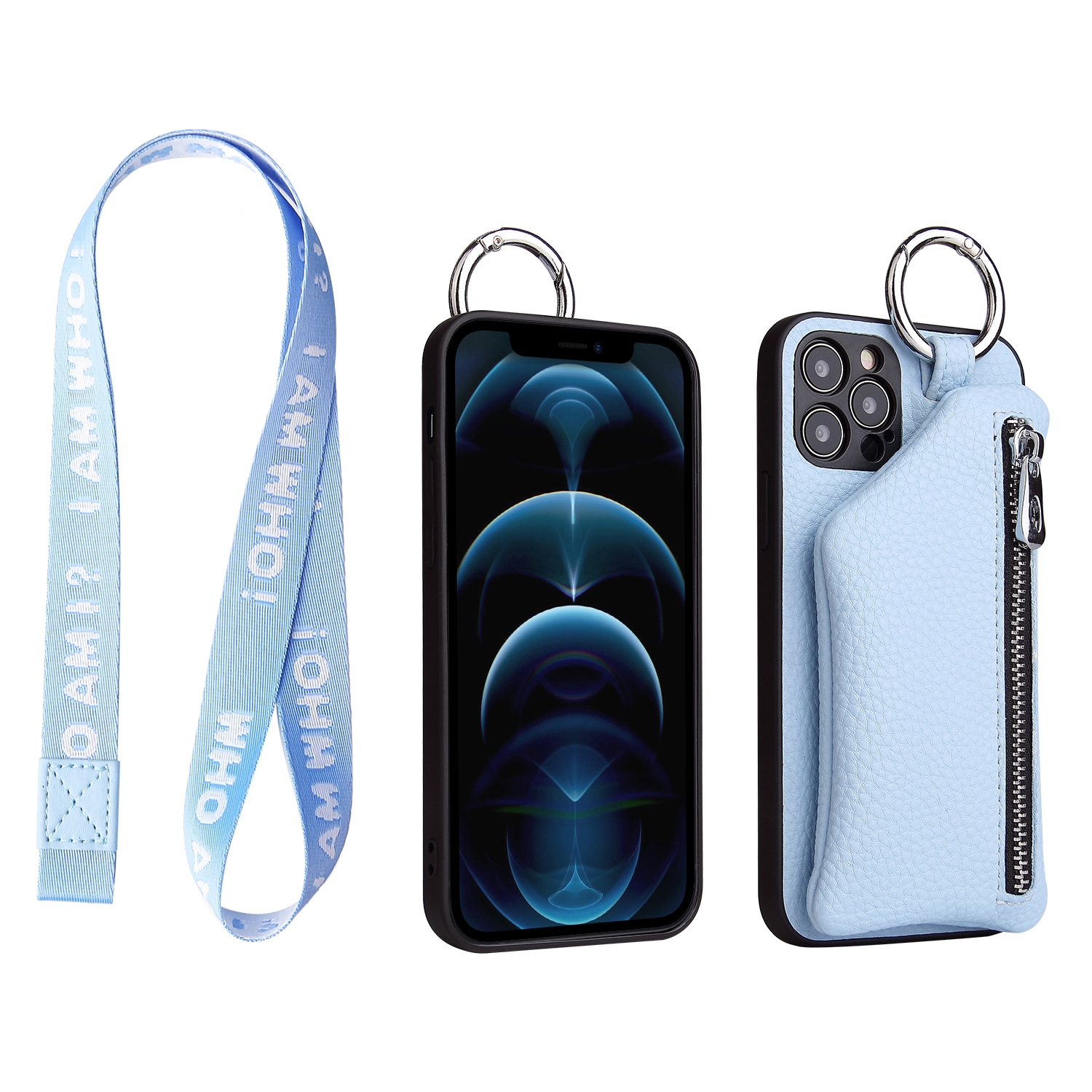 For iPhone 11 Pro Max Detachable Zippered Coin Purse Phone Case with Lanyard(Blue) For iPhone 11 Pro Max Detachable Zippered Coin Purse Phone Case with Lanyard(Blue)