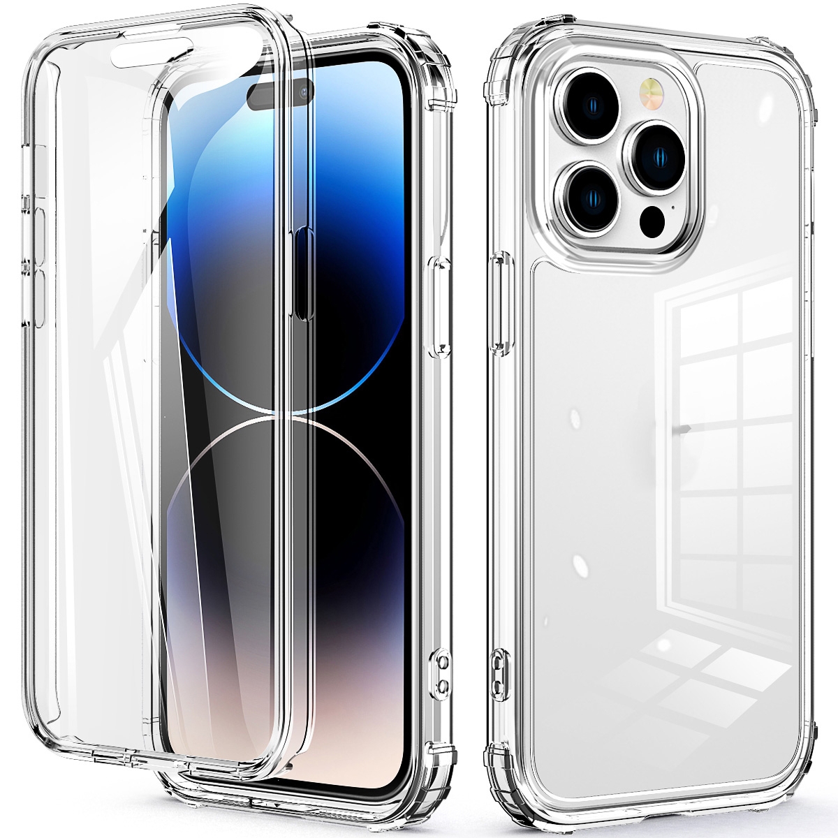For iPhone 14 Pro 360 Full Body Clear Four Corner Airbags Phone Case(Transparent) For iPhone 14 Pro 360 Full Body Clear Four Corner Airbags Phone Case(Transparent)