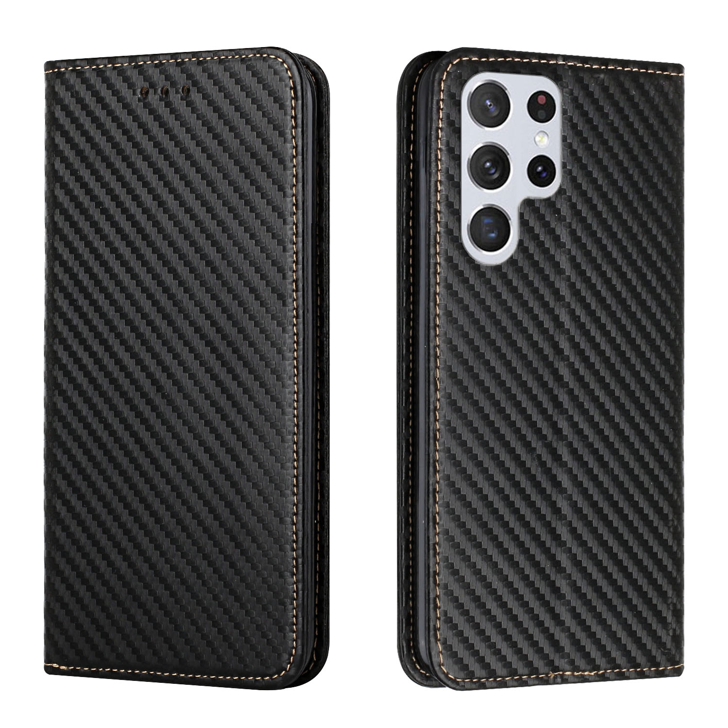 For Samsung Galaxy S23 Ultra 5G Carbon Fiber Texture Magnetic Flip Leather Phone Case(Black) For Samsung Galaxy S23 Ultra 5G Carbon Fiber Texture Magnetic Flip Leather Phone Case(Black)