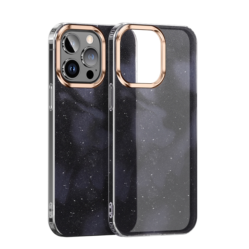 For iPhone 14 Plus Watercolor Series Glitter Transparent Phone Case(Black) For iPhone 14 Plus Watercolor Series Glitter Transparent Phone Case(Black)