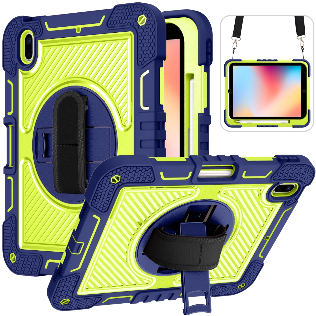 For iPad 10th Gen 10.9 2022 360 Degree Rotation Shockproof Silicone + PC Tablet Case(Navy+Yellow Green) For iPad 10th Gen 10.9 2022 360 Degree Rotation Shockproof Silicone + PC Tablet Case(Navy+Yellow Green)