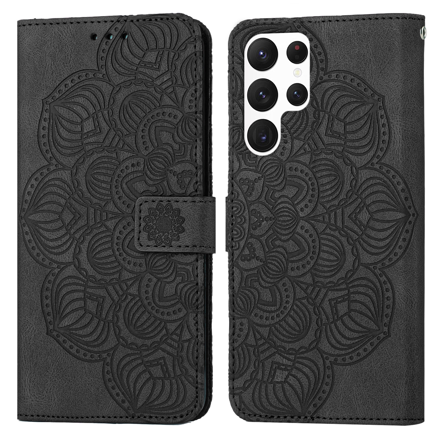 For Samsung Galaxy S23 Ultra 5G Mandala Embossed Flip Leather Phone Case(Black) For Samsung Galaxy S23 Ultra 5G Mandala Embossed Flip Leather Phone Case(Black)